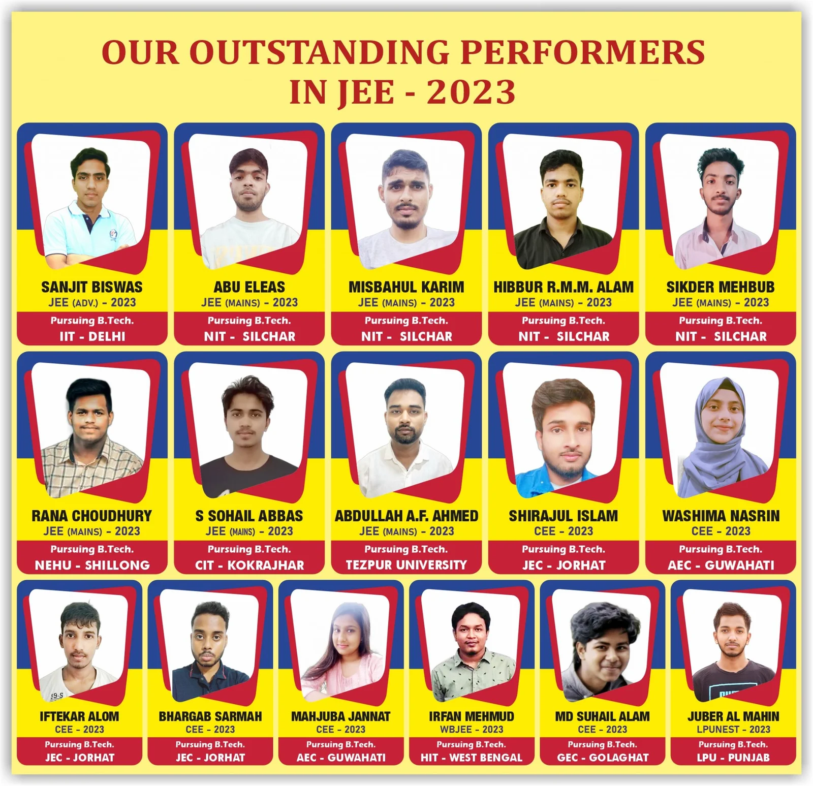 Outstanding Performers in JEE 2023